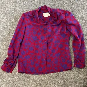 Pendleton Red and Purple Vintage‎ Woman’s Blouse Size 10
